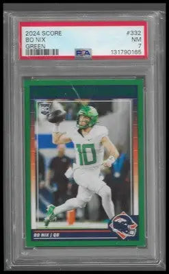2024 Score Green #332 Bo Nix Rookie PSA 7 - Football Card Single