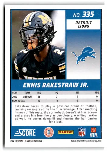 Ennis Rakestraw Jr. 2024 Score Green rookie football card with original gloss