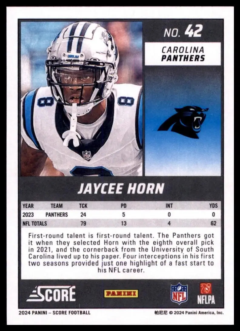 2024 Score - Jaycee Horn #42 - Football Card Single