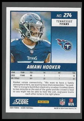 2024 Score Lava #274 Amani Hooker #272/630