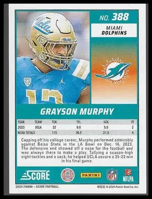 2024 Score Lava #388 Grayson Murphy Rookie #544/630 football - Football Card Single