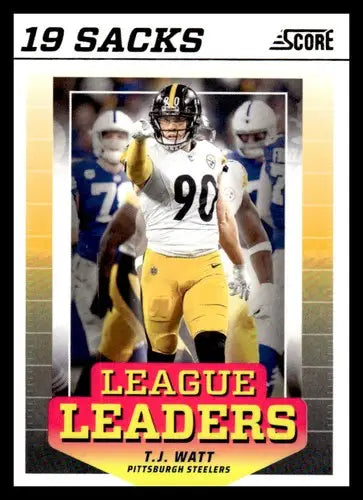 Original gloss 2024 Score League Leaders T.J. Watt football card Steelers ID 75453