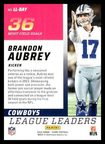 2024 Score League Leaders Brandon Aubrey football card Cowboys NM-MT product ID 75454