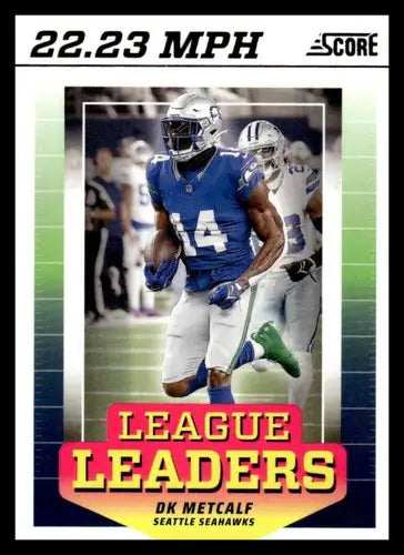 DK Metcalf football card from 2024 Score League Leaders series featuring Seahawks