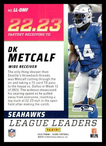 2024 Score League Leaders DK Metcalf Seahawks football card NM-MT in league leaders collection