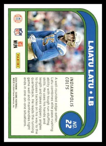 2024 Score Protential Laiatu Latu football card with original gloss Colts ID 75534