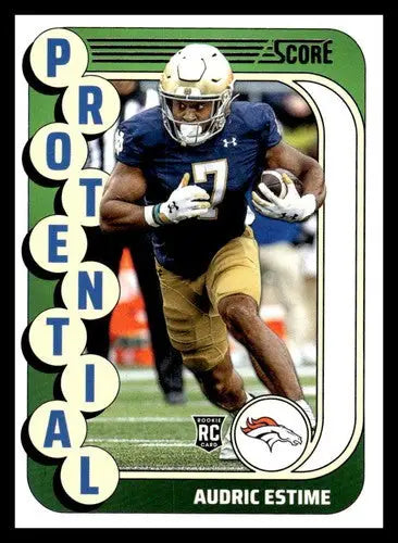 2024 Score Protential Audric Estime football card with original gloss Broncos ID 75522