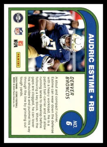 2024 Score Protential Audric Estime football card with original gloss Denver Broncos