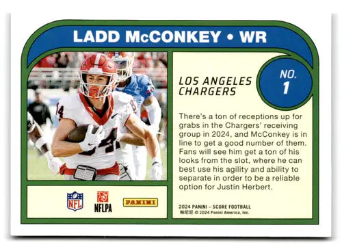 2024 Score Protential Pink #1 Ladd McConkey NM-MT LA Chargers ID:75518 - Football Card Single