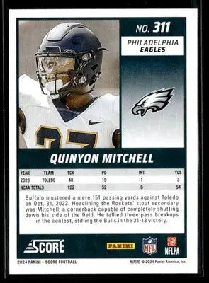 2024 Score Quinyon Mitchell #311 Green RC Philadelphia Eagles