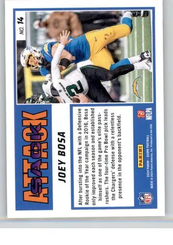 2024 Score Sack Attack Joey Bosa football card LA Chargers NM-MT label