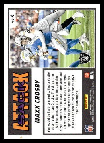 2024 Score Sack Attack #4 Maxx Crosby NM-MT LV Raiders ID:75510 - Football Card Single