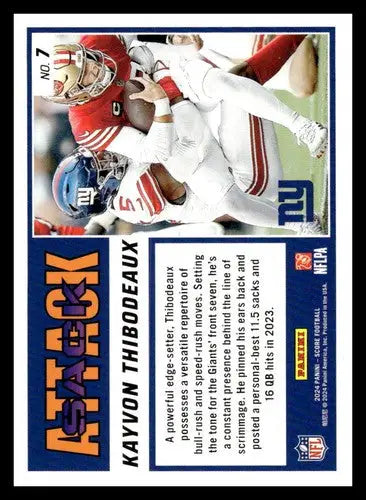 Original gloss Score Sack Attack Kayvon Thibodeaux football card NY Giants NM-MT