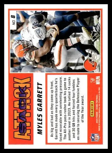 2024 Score Sack Attack #8 Myles Garrett NM-MT Browns ID:75513 - Football Card Single