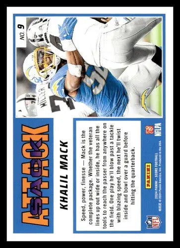 2024 Score Sack Attack #9 Khalil Mack NM-MT LA Chargers ID:75514 - Football Card Single