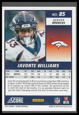 2024 Score Spokes #85 Javonte Williams #042/180 - Football Card Single