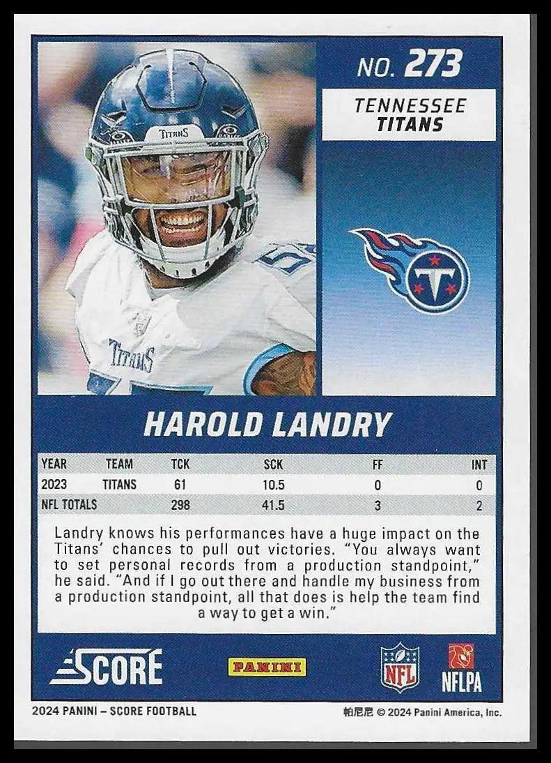2024 Score Stars #273 Harold Landry #101/399