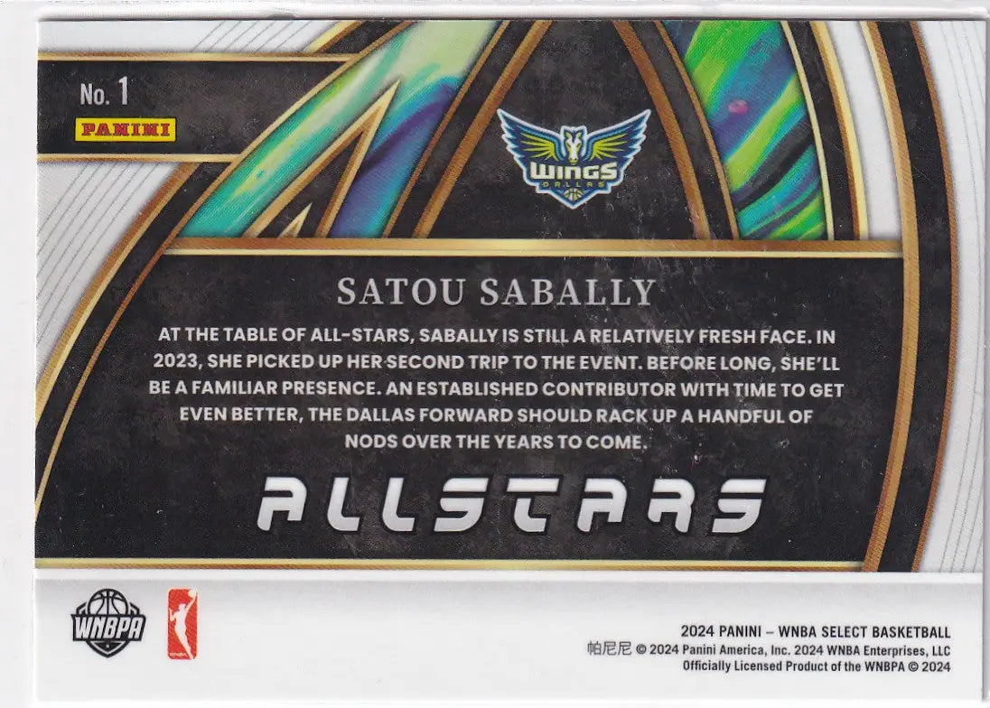 2024 SELECT #1 SATOU SABALLY ALL STARS- DALLAS WINGS - Basketball Card Single