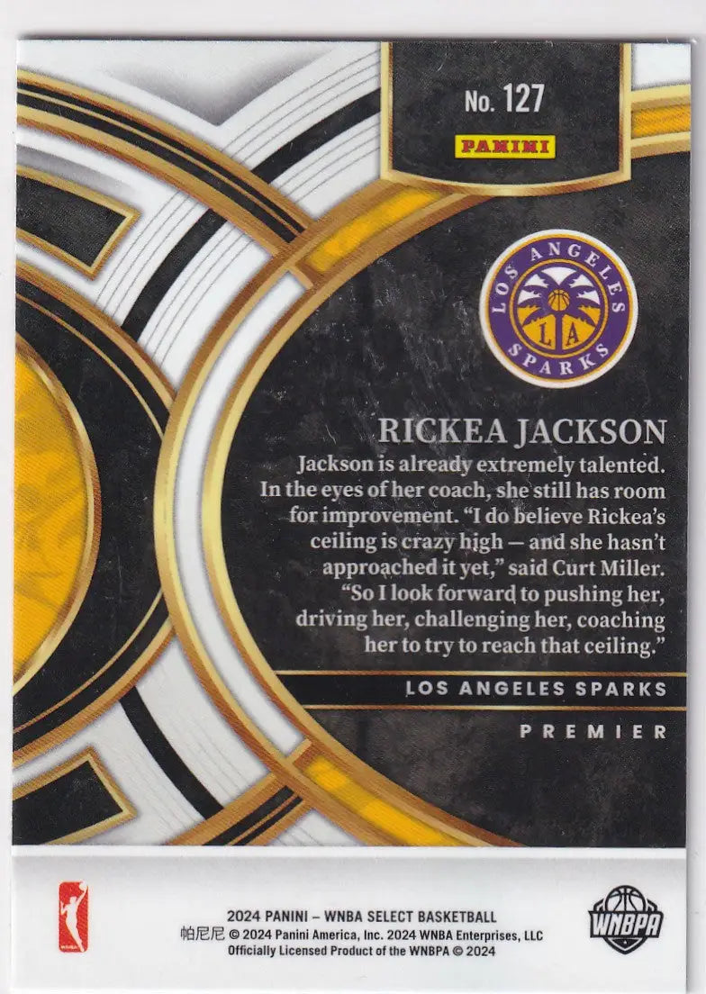 2024 SELECT #127 RICKEA JACKSON PREMIER- LOS ANGELES SPARKS - Basketball Card Single