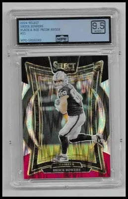 2024 Select Brock Bowers Black & Red Prizm Shock #31 MPE 9.5 Mint Rookie Raiders