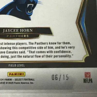 2024 Select Jaycee Horn Pink Glitter /15 Field Level Panthers NFL SSP - Football Card Single