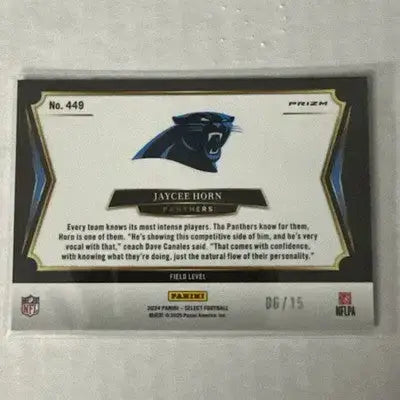 2024 Select Jaycee Horn Pink Glitter /15 Field Level Panthers NFL SSP - Football Card Single