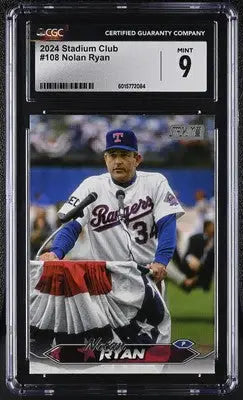 Stadium Club Nolan Nolan Ryan baseball trading card graded Mint 9 in a product listing