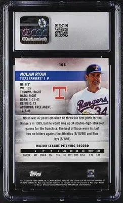 Graded Nolan Ryan baseball card from 2024 Stadium Club Nolan series CGC 9