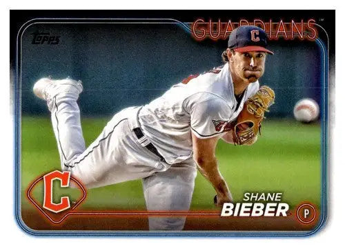 Shane Bieber baseball card with original gloss in NM-MT condition from 2024 Topps