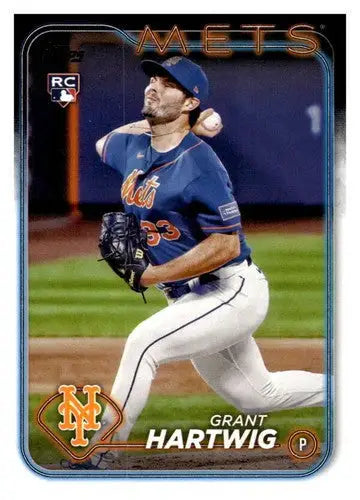 Original gloss baseball card of Grant Hartwig rookie Mets from 2024 Topps series