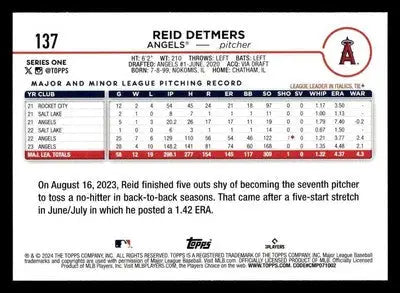 2024 Topps #137 Reid Detmers - Baseball Card Single