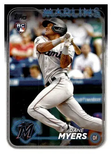 Original gloss Dane Myers rookie Marlins baseball card from 2024 Topps #188