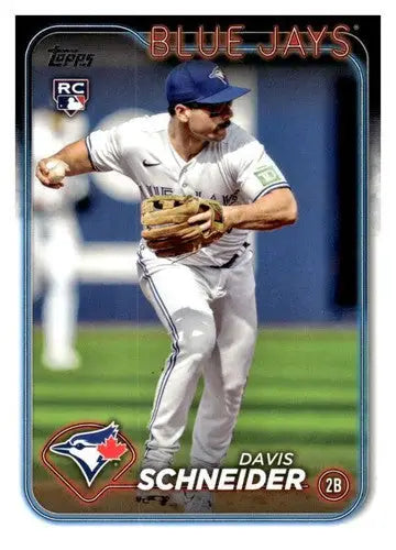 Original gloss Davis Schneider rookie Blue Jays baseball card from 2024 Topps #189