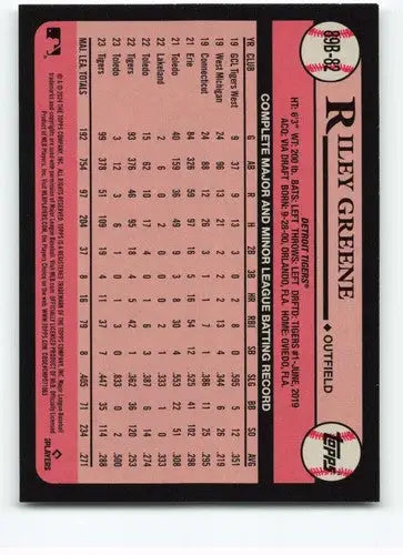 2024 Topps 1989 Baseball #89B-82 Riley Greene NM-MT Tigers ID:71080 - Baseball Card Single
