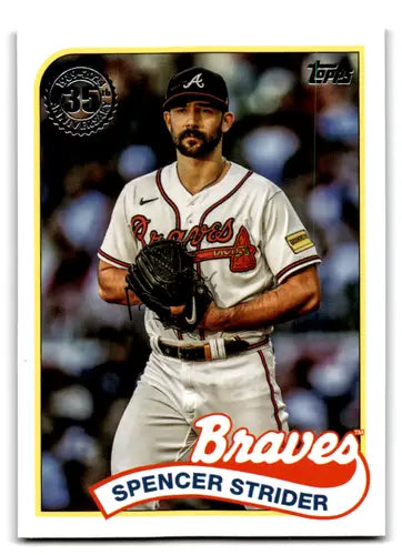 Original gloss 2024 Topps Baseball card of Spencer Strider 89B2-14 Braves ID 70805