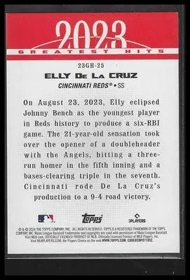 2024 Topps 2023 Greatest Hits Blue #23GH-25 Elly De La Cruz - Baseball Card Single