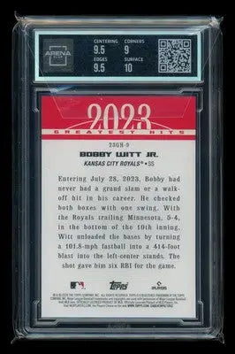 2024 Topps 2023 Greatest Hits Bobby Witt Jr. #23GH-9 Baseball Arena Club 9.5 - Baseball Card Single