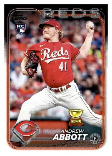 Andrew Abbott rookie Reds baseball card with original gloss from 2024 Topps #214