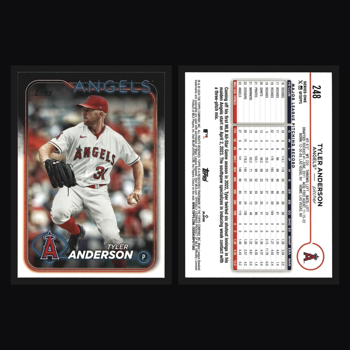 2024 Topps #248 Tyler Anderson Los Angeles Angels - Baseball Card Single