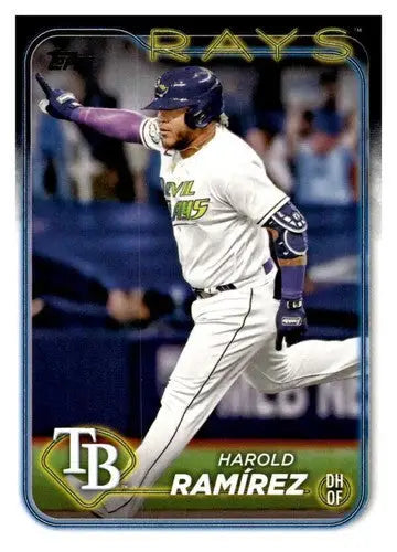 Original gloss Harold Ramirez baseball card from 2024 Topps #256 Rays NM-MT