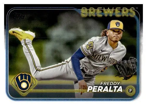 Freddy Peralta baseball card with original gloss from 2024 Topps #26 Brewers