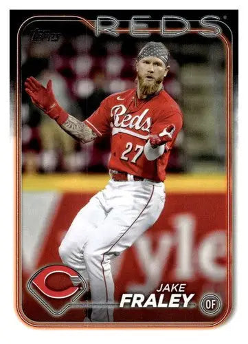 2024 Topps Jake Fraley baseball card with original gloss, NM-MT condition, Reds