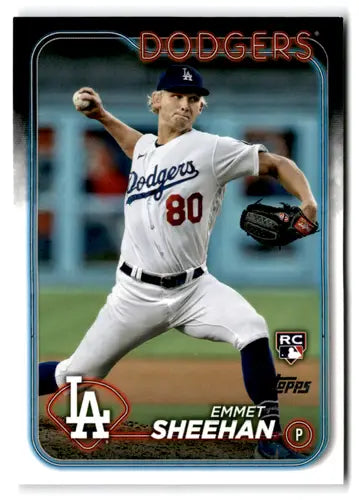 Emmet Sheehan rookie Dodgers baseball card from 2024 Topps #283 with original gloss