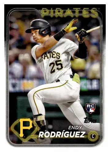 Endy Rodriguez rookie Pirates baseball card with original gloss from 2024 Topps