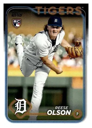 Original gloss Reese Olson rookie Tigers baseball card from 2024 Topps #308 NM-MT