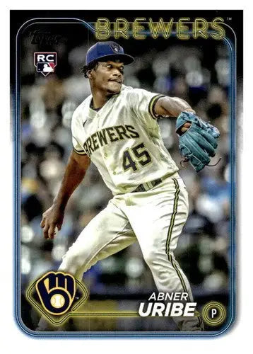Abner Uribe rookie Brewers baseball card with original gloss from 2024 Topps #310