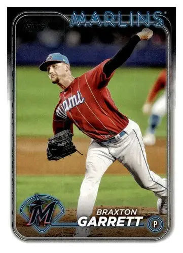 Original gloss Braxton Garrett NM-MT baseball card from 2024 Topps #323 featuring Braxton Garrett