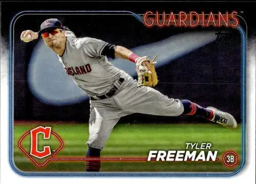 Original gloss Tyler Freeman baseball card, 2024 Topps NM-MT Tyler Freeman Guardian