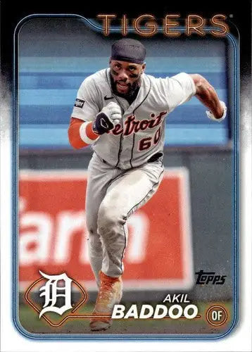 Original gloss Akil Baddoo NM-MT baseball card from 2024 Topps #373 Tigers