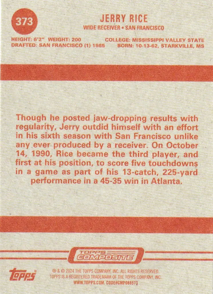 2024 TOPPS #373 JERRY RICE- SAN FRANCISCO 49ERS